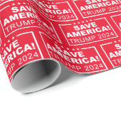 Save America Trump 2024 met Kerstmis Cadeaupapier (Rol Hoek)