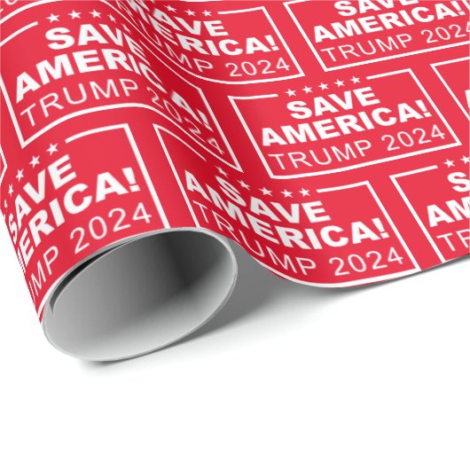 Save America Trump 2024 met Kerstmis Cadeaupapier (Rol Hoek)