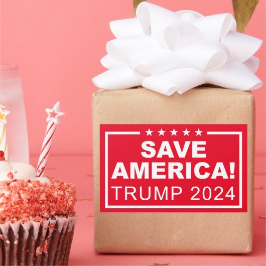 Save America Trump 2024 Rechthoekige Sticker (Feest)