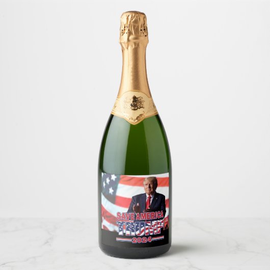 Save America Trump 2024 Sparkling Wijnetiket (Voorkant)