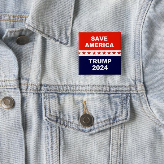 Save America Trump 2024 Vierkante Button 5,1 Cm (In situ)