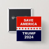 Save America Trump 2024 Vierkante Button 5,1 Cm (Voorkant /achterkant)