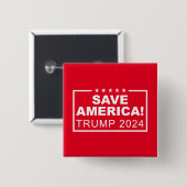 Save America Trump 2024 Vierkante Button 5,1 Cm (Voorkant /achterkant)