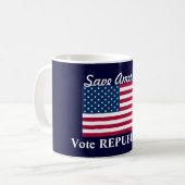 Save America!/Vote REPUBLICAN+U.S. Koffiemok (Voorkant links)