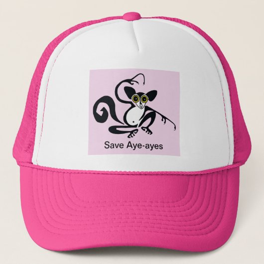 Save AYE-AYES - Bedreigde dieren - Primaat - Roze Trucker Pet (Voorkant)