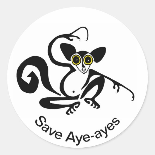 Save AYE-AYES Wildlife warrior - Natuur - Ronde Sticker (Voorkant)
