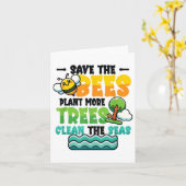 Save Bees Plant Trees Clean Zeeen Environmental Pr Kaart (Gele Bloem)