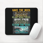 Save Bees Plant Trees Clean Zeeen Environmental Pr Muismat (Met muis)