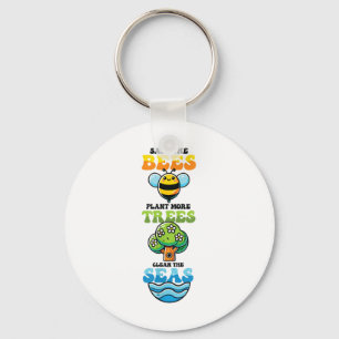 Save Bees Plant Trees Clean Zeeen Environmental Pr Sleutelhanger