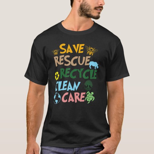 Save Bees Rescue Animals Recycle Plastic Graphic E T-shirt (Voorkant)