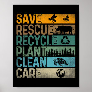 Save Bees Rescue Dieren Recyclen kunststoffen Plez Poster