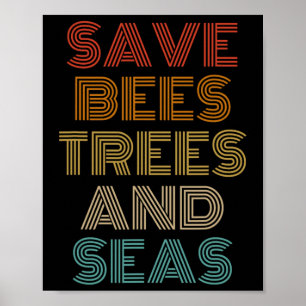 Save Bees Trees en Zeeen Outfit Milieuactivist Poster