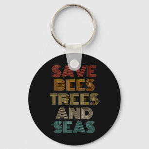 Save Bees Trees en Zeeen Outfit Milieuactivist Sleutelhanger