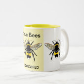 Save BEES - Wildlife Warrior - Geel Tweekleurige Koffiemok (Voorkant rechts)