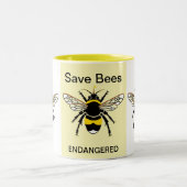 Save BEES - Wildlife Warrior - Geel Tweekleurige Koffiemok (Center)