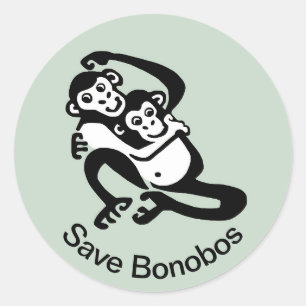Save BONOBOS - Chimpansees - Dierenactivist - Ronde Sticker