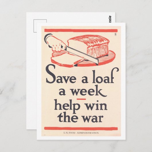 Save Bread War Poster Briefkaart (Voorkant / Achterkant)