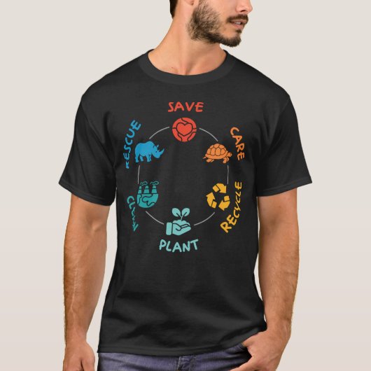 Save Care Recycle Clean Plant (Aarde T-shirt (Voorkant)