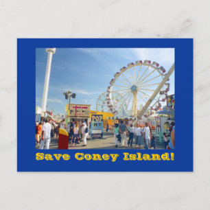 Save Coney Island! briefkaart (blauw)
