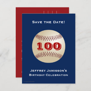 Save Date 100th Birthday Party Baseball Uitnodigin Aankondigingskaart
