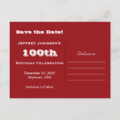 Save Date 100th Birthday Party Baseball Uitnodigin Aankondigingskaart (Achterkant)