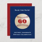 Save Date 60th Birthday Baseball Aankondiging Kaar (Voorkant / Achterkant)