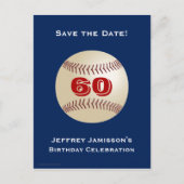 Save Date 60th Birthday Baseball Aankondiging Kaar (Voorkant)
