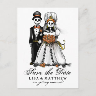 Save Date Halloween Skeletons Oranje Briefkaart
