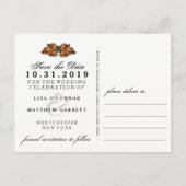 Save Date Halloween Skeletons Oranje Briefkaart (Achterkant)