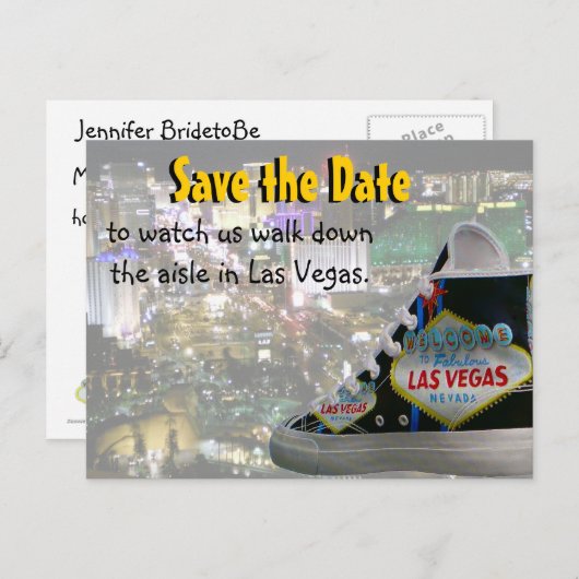 Save Date Loop door het gangpad in Las Vegas Aankondigingskaart (Voorkant / Achterkant)