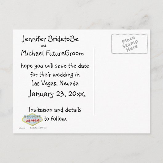 Save Date Loop door het gangpad in Las Vegas Aankondigingskaart (Achterkant)