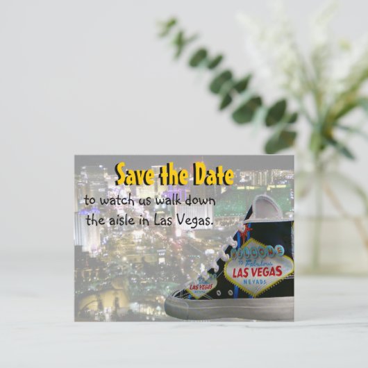 Save Date Loop door het gangpad in Las Vegas Aankondigingskaart (Staand voorkant)
