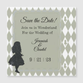 Save Date  Sage Green Alice Wonderland