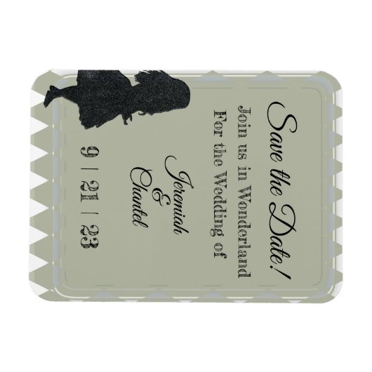 Save Date  Sage Green Alice Wonderland Magneet (Horizontaal)