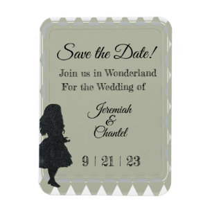 Save Date  Sage Green Alice Wonderland Magneet