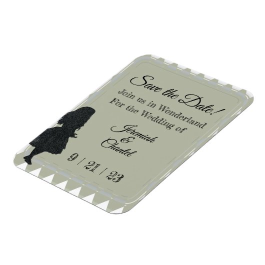 Save Date Sage Green Alice Wonderland Magneet (Linkerzijde)
