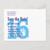 Save Date Sweet 16 Paarse Blauwe Verjaardagsfeest Aankondigingskaart (Achterkant)