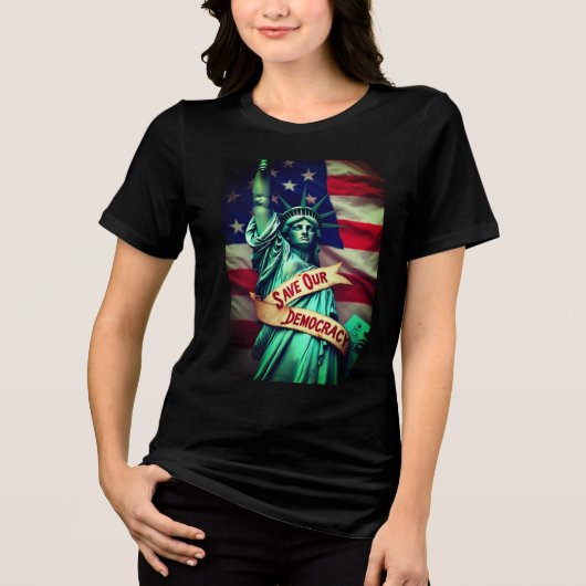 Save Democracy beschuldigt Trump Tri-Blend Shirt (Voorkant)