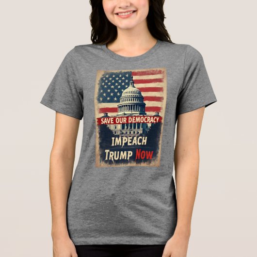 Save Democracy beschuldigt Trump Tri-Blend Shirt (Voorkant)