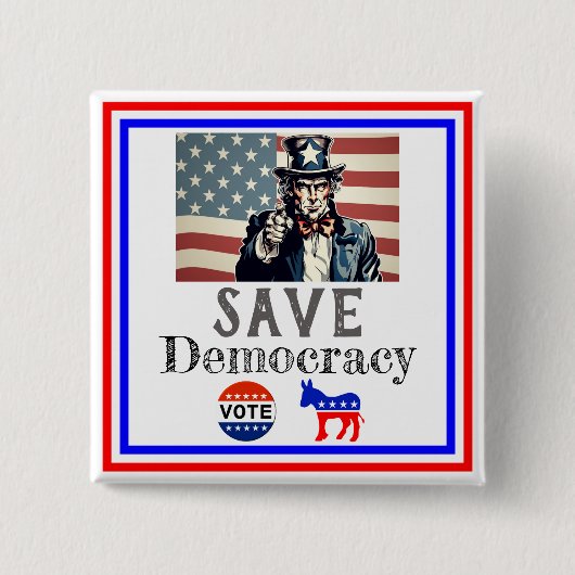 Save Democracy Button (Voorkant)