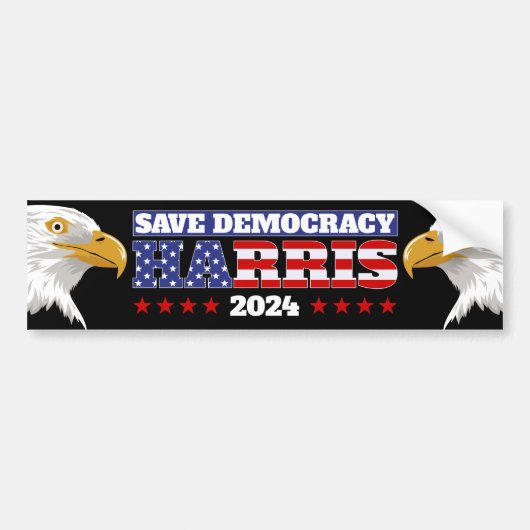 Save Democracy - Harris 2024 Bumpersticker (Voorkant)