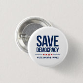SAVE DEMOCRACY - Stem op Harris Walz Ronde Button 3,2 Cm (Voorkant /achterkant)