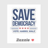 SAVE DEMOCRACY - Stem op Harris Walz Sticker (Vel)