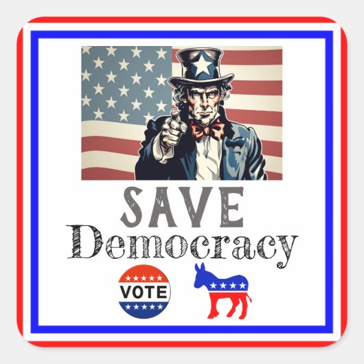 Save Democracy Sticker (Voorkant)