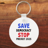 Save Democracy Stop Project 2025 Verkiezingsgesche Sleutelhanger (Voorkant)
