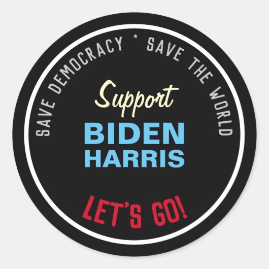 Save Democracy Support BIDEN HARRIS Ronde Sticker (Voorkant)