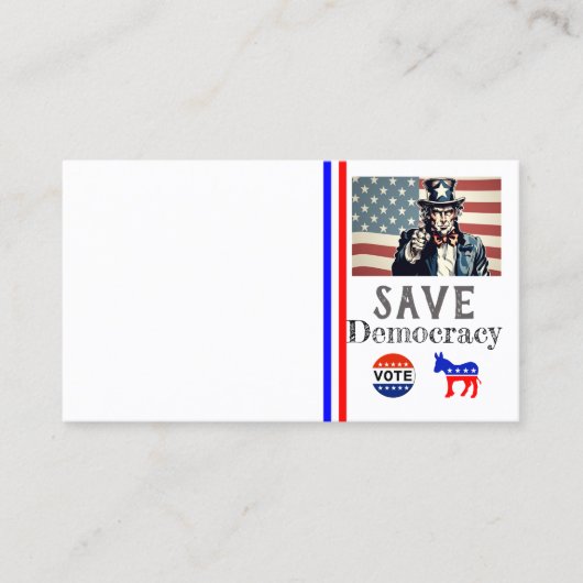 Save Democracy Visitekaartje (Voorkant)