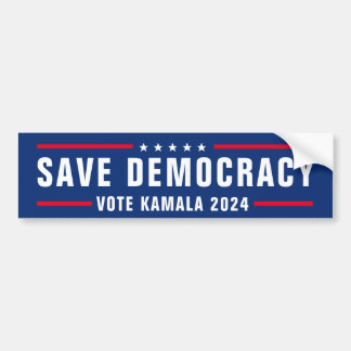 SAVE DEMOCRACY VOKTE KAMALA 2024 BUMPERSTICKER