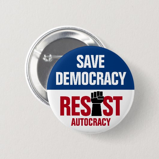 Save Democracy Weersta Autocratie - Anti-Trump Ronde Button 5,7 Cm (Voorkant /achterkant)
