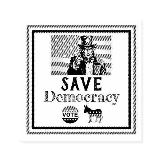 Save Democracy Zelfinkkend Rubber Stamp Zelfinktende Stempel (Design)